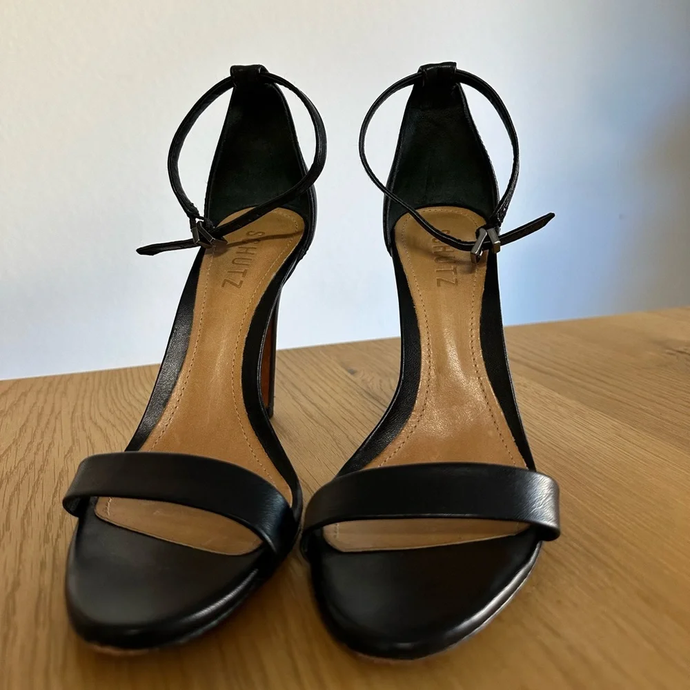 SCHUTZ Cadey Lee Strappy Sandal Black Leather Size 7 - Picture 5 of 12